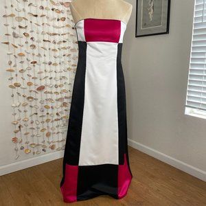 Jessica McClintock Gunne Sax Strapless Formal Gown Dress Color Block Size 13